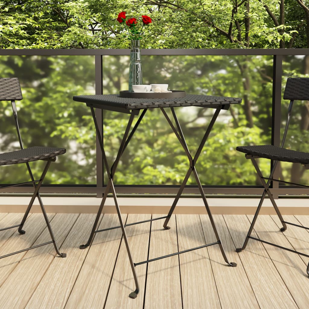 vidaXL Dining Table Outdoor Garden Furniture Folding Bistro Table Poly Rattan-13