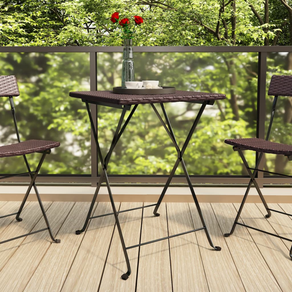 vidaXL Dining Table Outdoor Garden Furniture Folding Bistro Table Poly Rattan-3