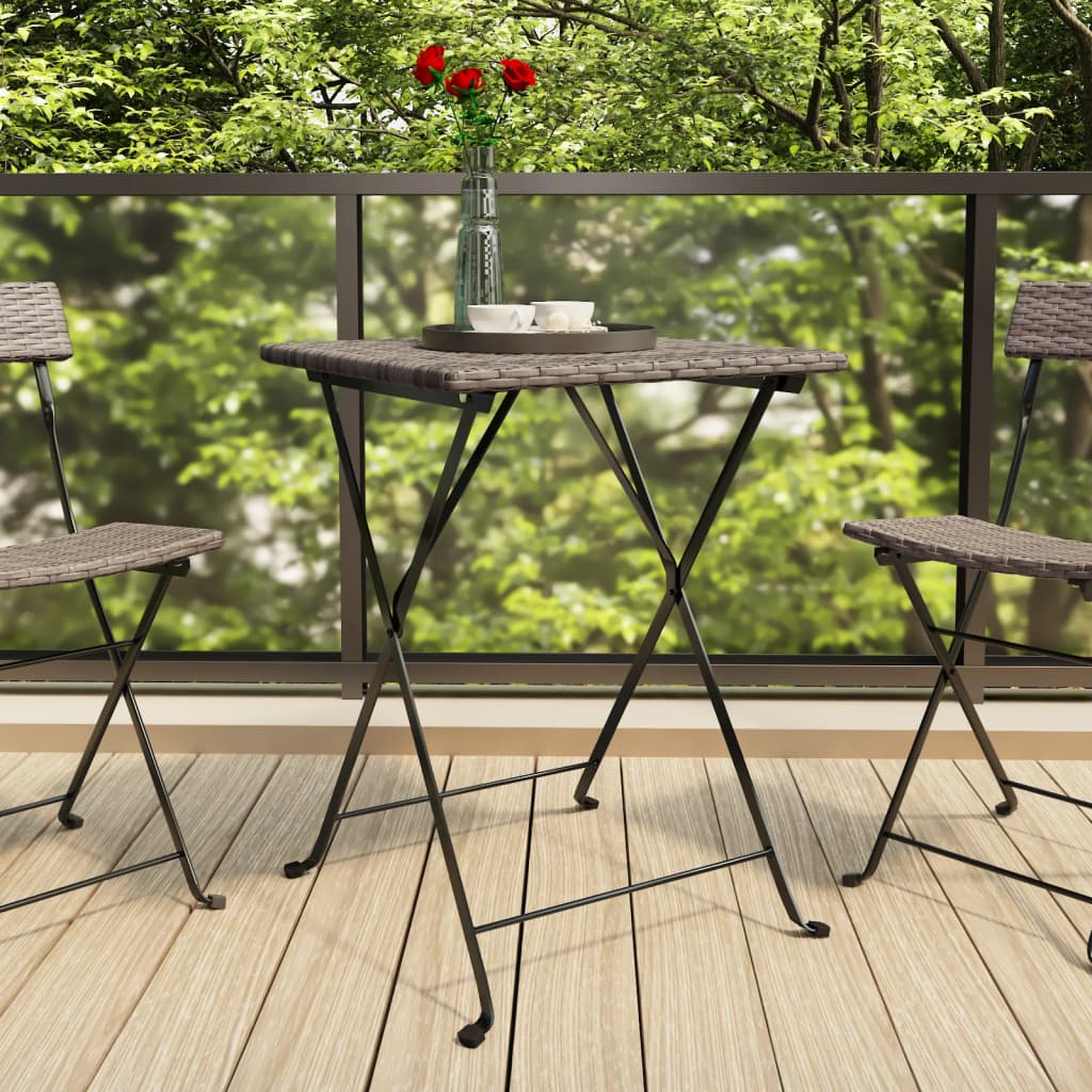 vidaXL Dining Table Outdoor Garden Furniture Folding Bistro Table Poly Rattan-19