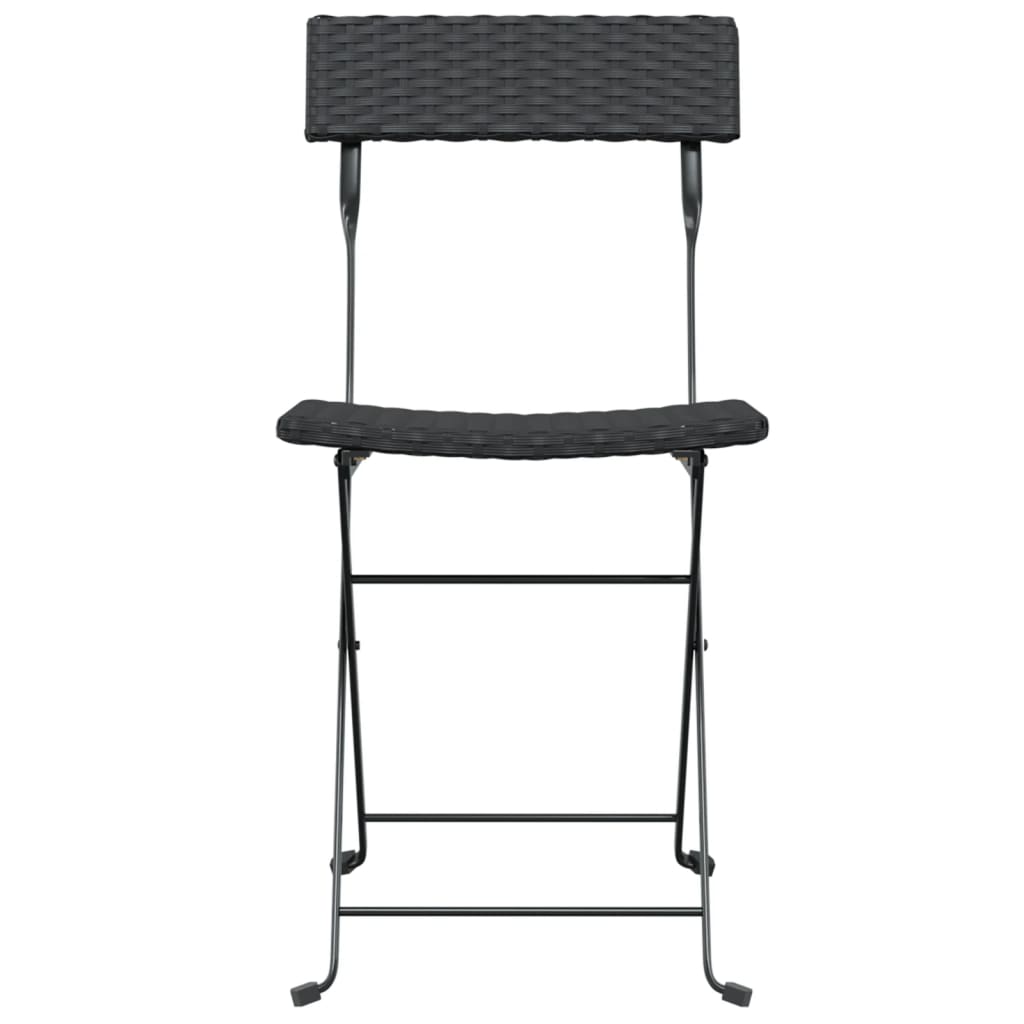 vidaXL Chair Outdoor Bistro Accent Folding Side Chair Poly Rattan and Steel-41