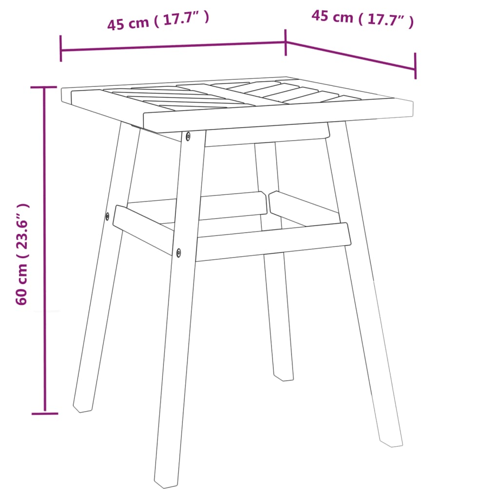 vidaXL Side Table 17.7"x17.7"x23.6" Solid Wood Acacia-5