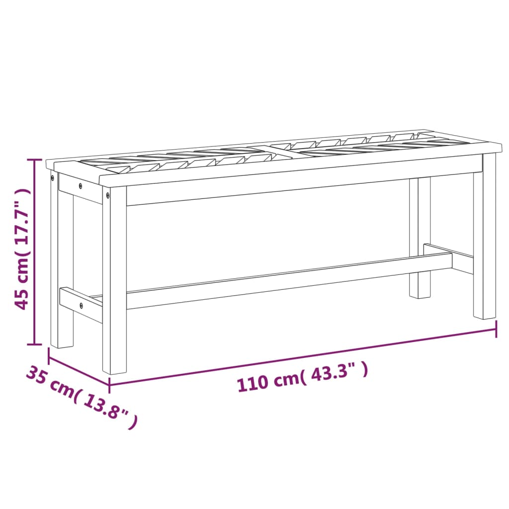 vidaXL Outdoor Bench Patio Furniture Dining Bench for Garden Solid Wood Acacia-11