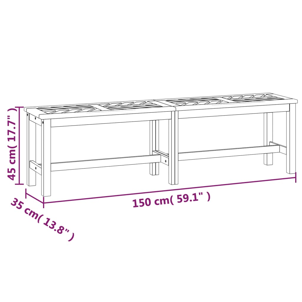 vidaXL Outdoor Bench Patio Furniture Dining Bench for Garden Solid Wood Acacia-24