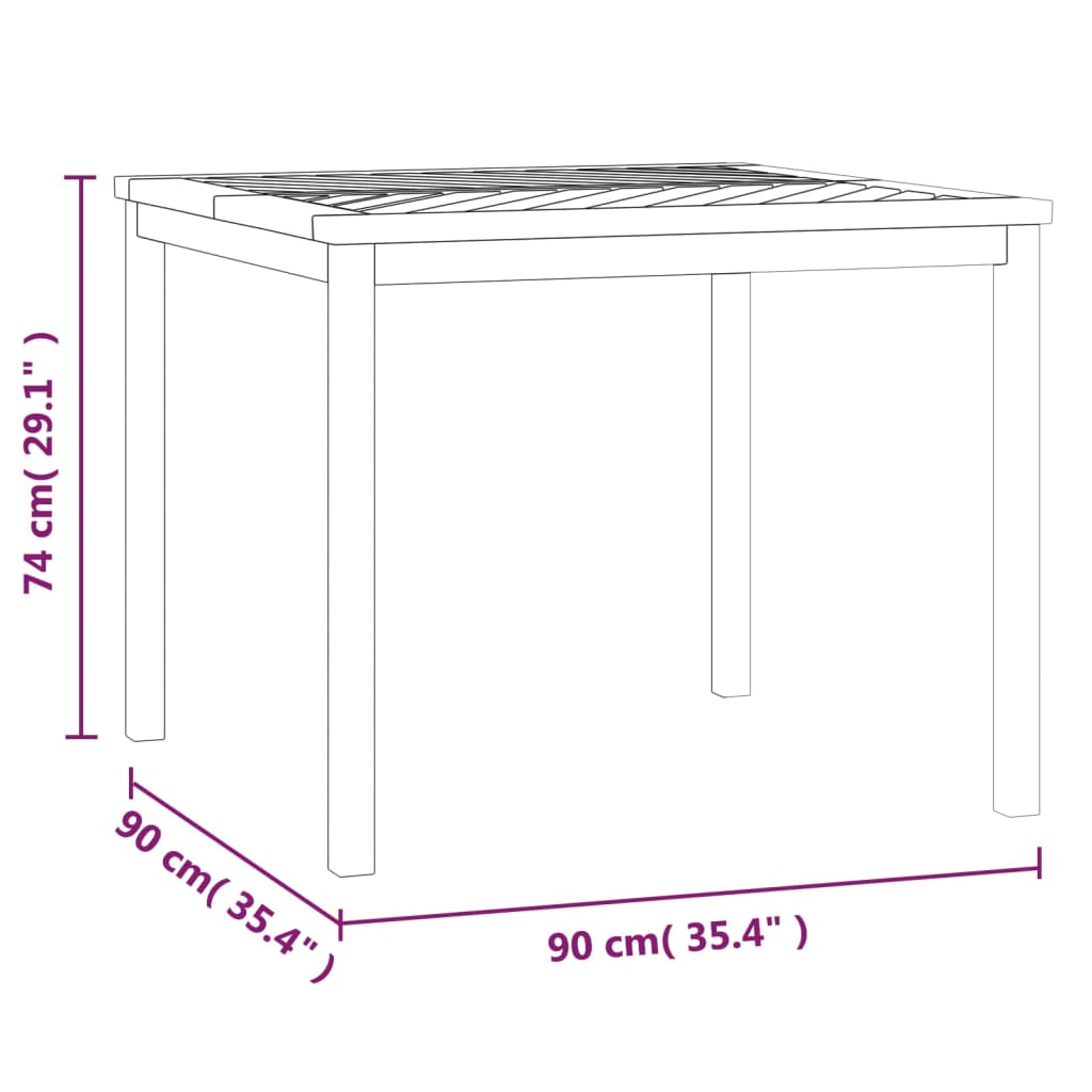 vidaXL Patio Table Outdoor Patio Furniture Dining Table Solid Wood Acacia-15