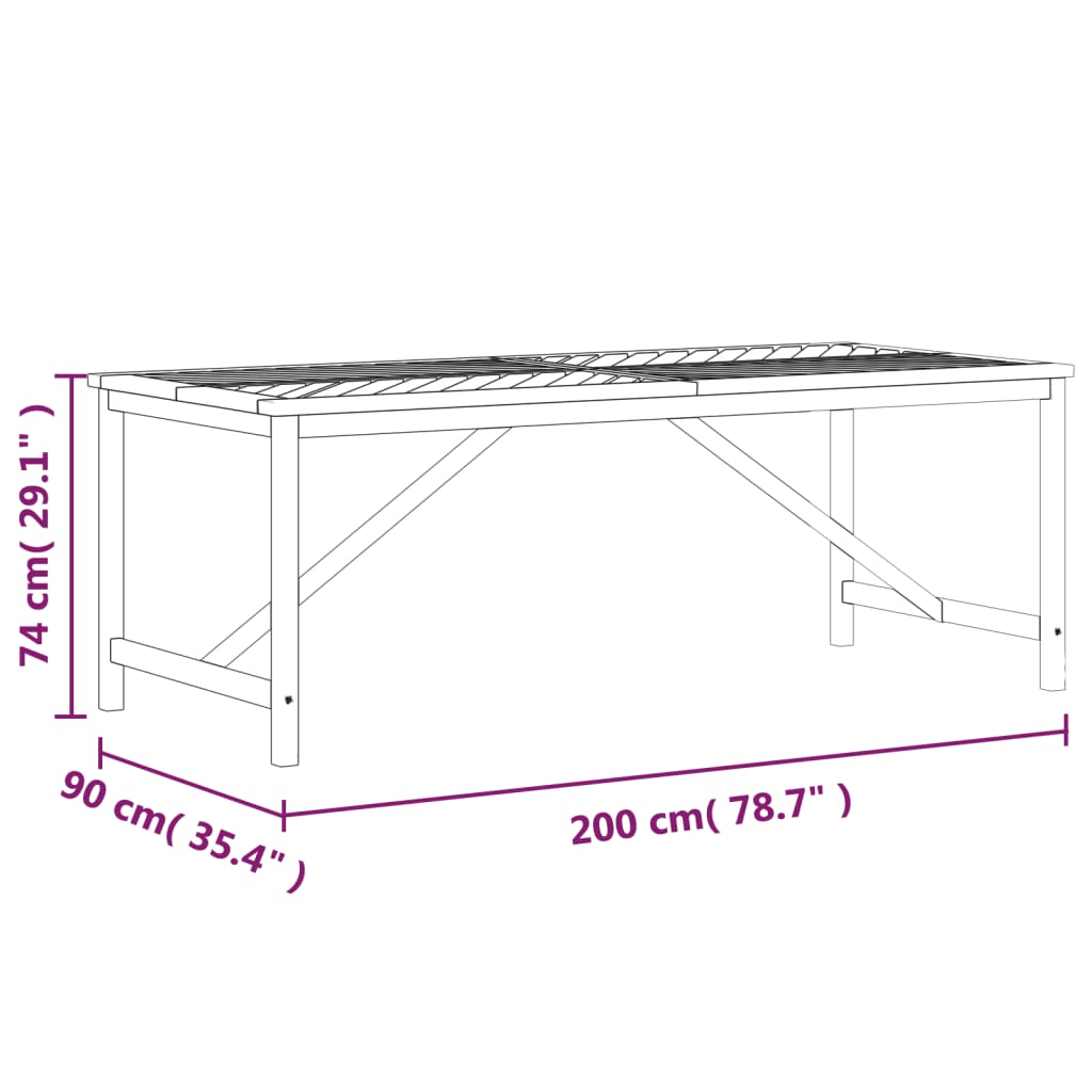 vidaXL Patio Table Outdoor Patio Furniture Dining Table Solid Wood Acacia-24