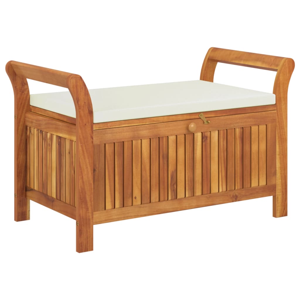 vidaXL Outdoor Storage Bench Patio Deck Box with Cushion Solid Wood Acacia-26