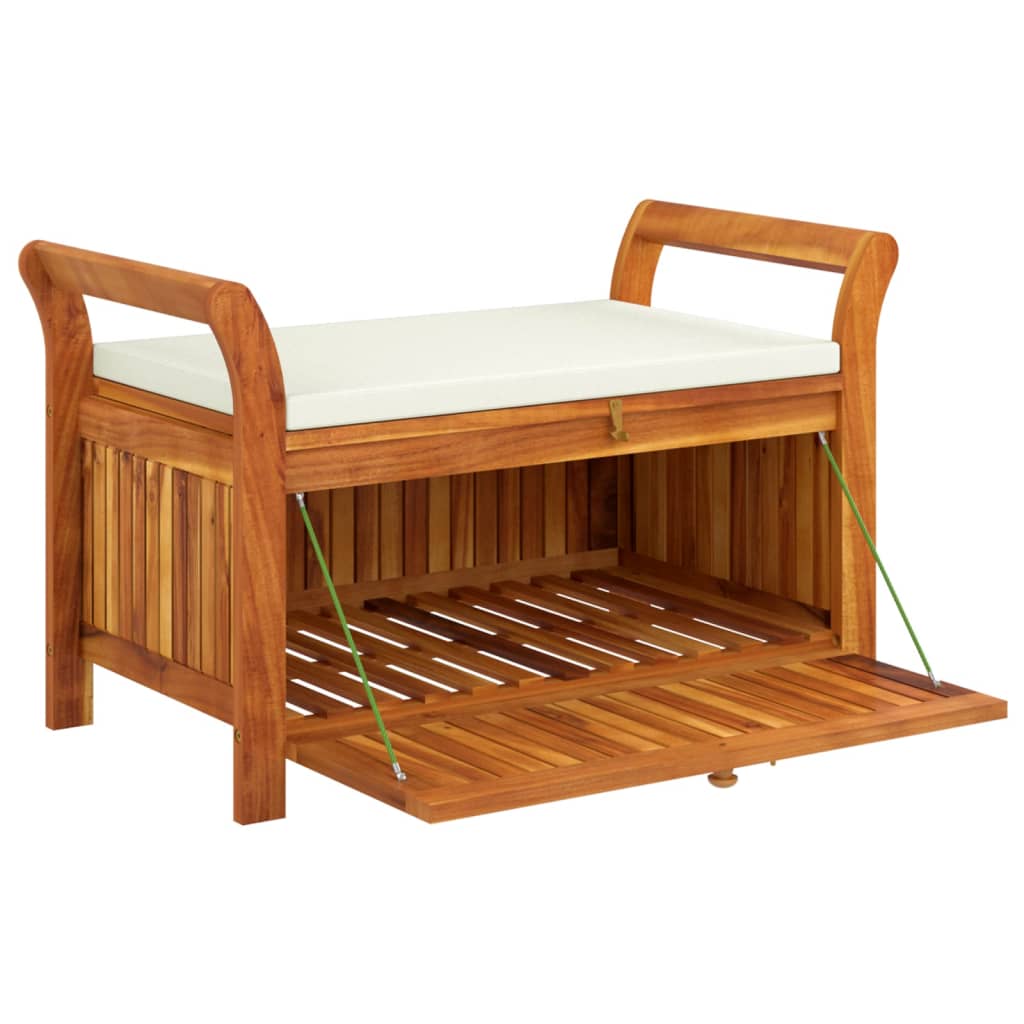 vidaXL Outdoor Storage Bench Patio Deck Box with Cushion Solid Wood Acacia-7