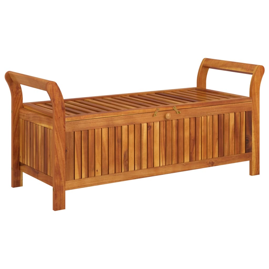 vidaXL Outdoor Storage Bench Patio Deck Box with Cushion Solid Wood Acacia-8