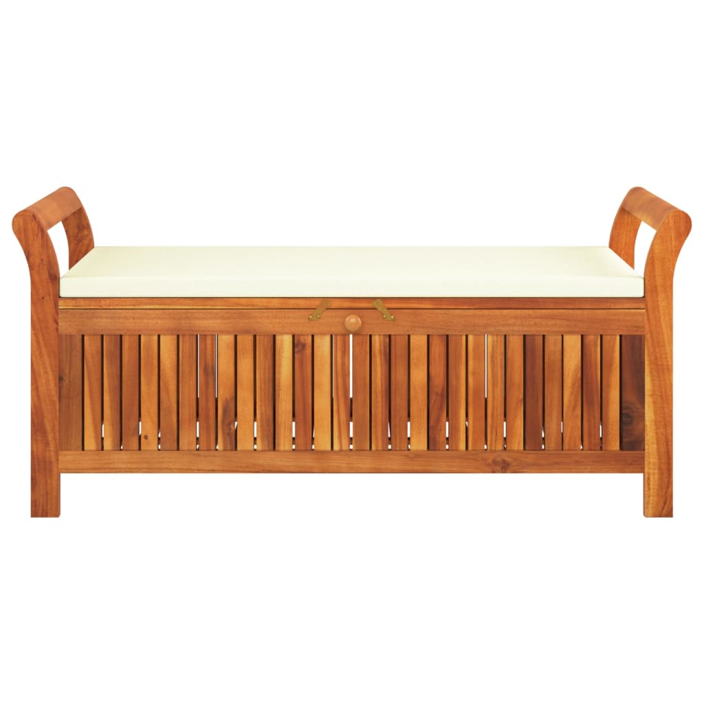 vidaXL Outdoor Storage Bench Patio Deck Box with Cushion Solid Wood Acacia-16