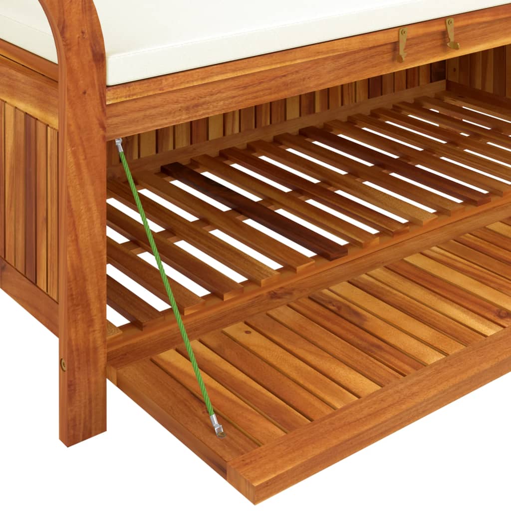 vidaXL Outdoor Storage Bench Patio Deck Box with Cushion Solid Wood Acacia-40