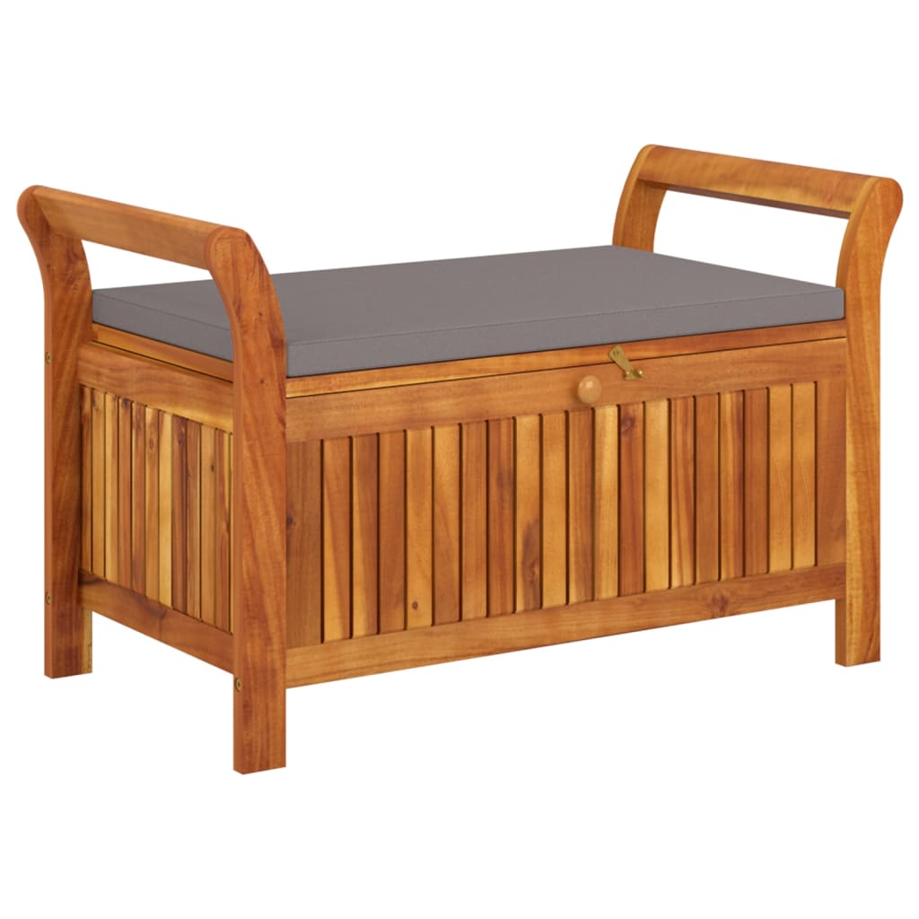 vidaXL Outdoor Storage Bench Patio Deck Box with Cushion Solid Wood Acacia-10