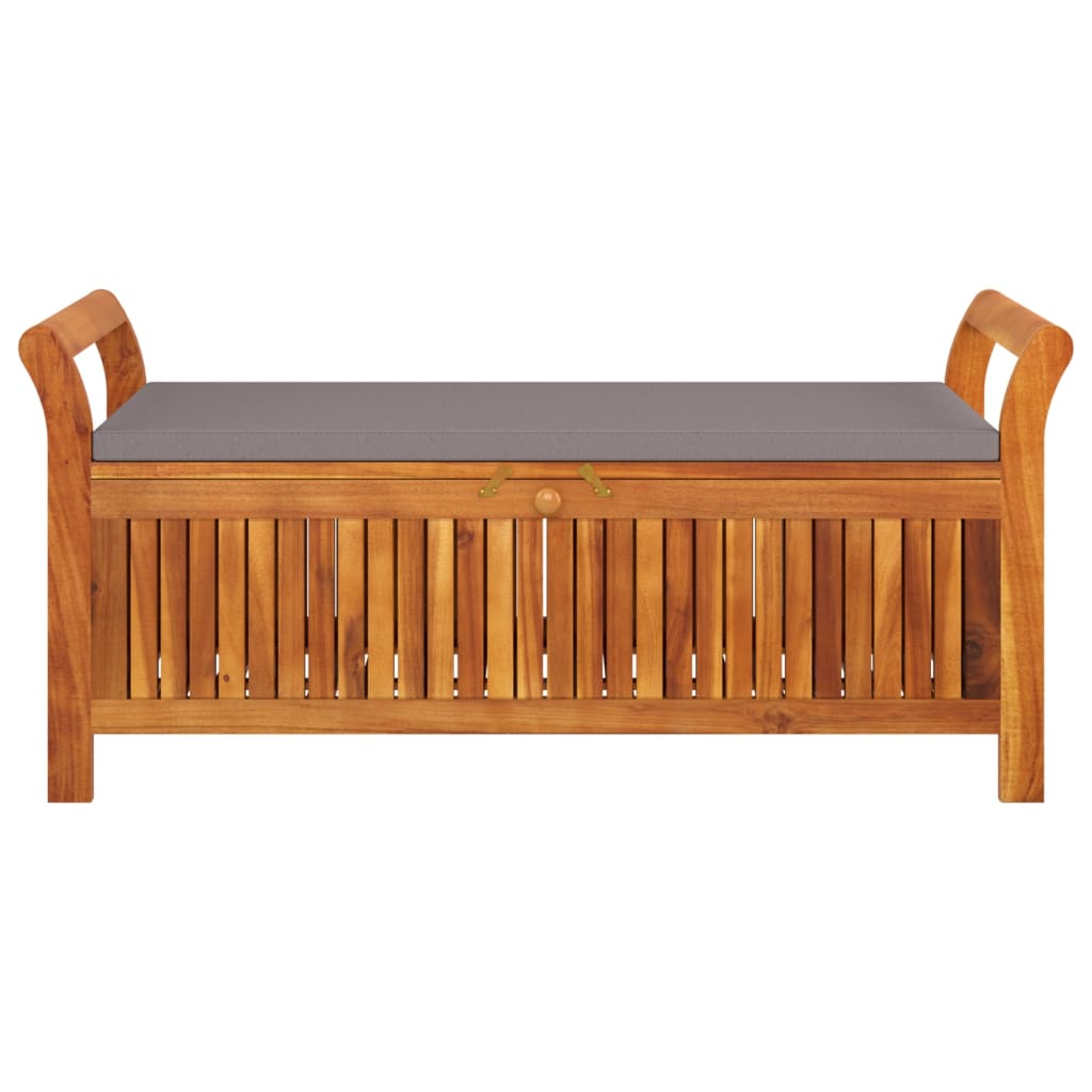 vidaXL Outdoor Storage Bench Patio Deck Box with Cushion Solid Wood Acacia-5