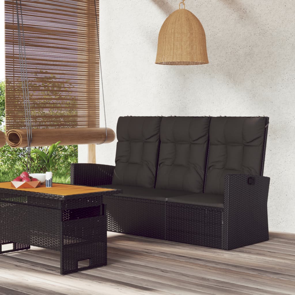 vidaXL Patio Bench Garden Seat Wicker Furniture with Cushions Poly rattan-4