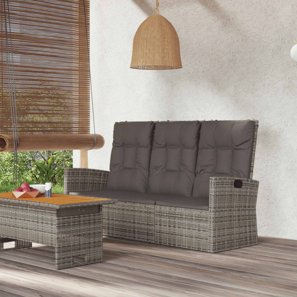 vidaXL Patio Bench Garden Seat Wicker Furniture with Cushions Poly rattan-1