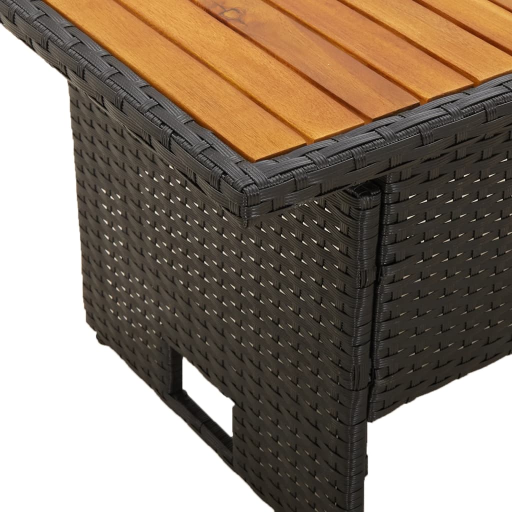 vidaXL Patio Table Outdoor Dining Table Solid Wood Acacia and Poly Rattan-12