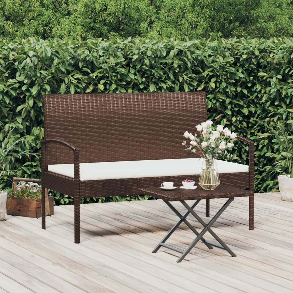 vidaXL Garden Bench Outdoor Wicker Patio Park Bench with Cushion Poly Rattan-25