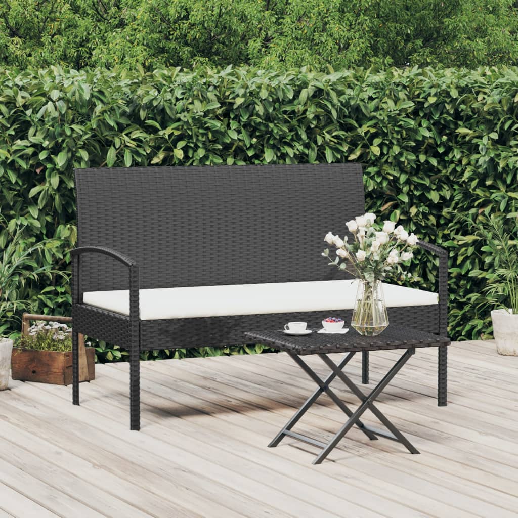 vidaXL Garden Bench Outdoor Wicker Patio Park Bench with Cushion Poly Rattan-4