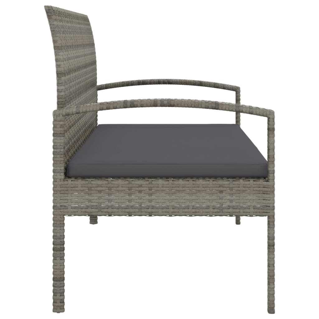 vidaXL Garden Bench Outdoor Wicker Patio Park Bench with Cushion Poly Rattan-24