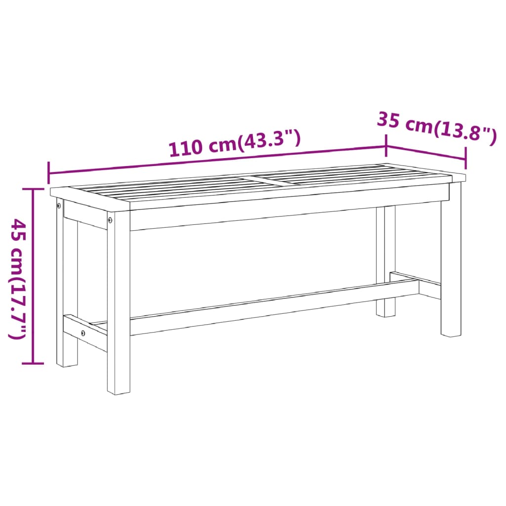 vidaXL Garden Bench Wooden Patio Park Bench Outdoor Seating Solid Wood Acacia-26