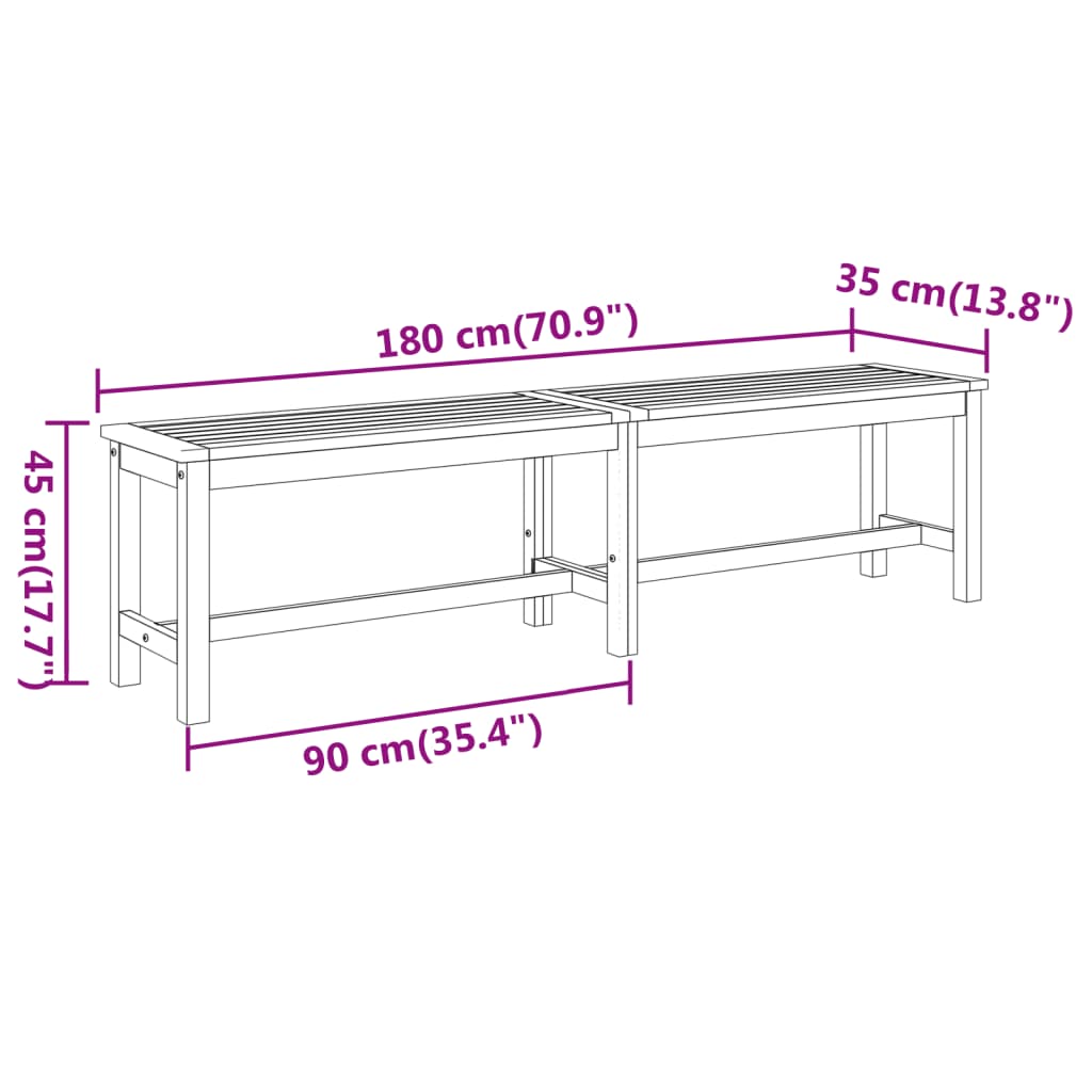 vidaXL Garden Bench Wooden Patio Park Bench Outdoor Seating Solid Wood Acacia-28