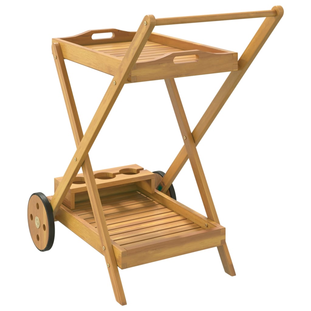 vidaXL Tea Trolley 21.3"x34.3"x35.4" Solid Wood Acacia-4