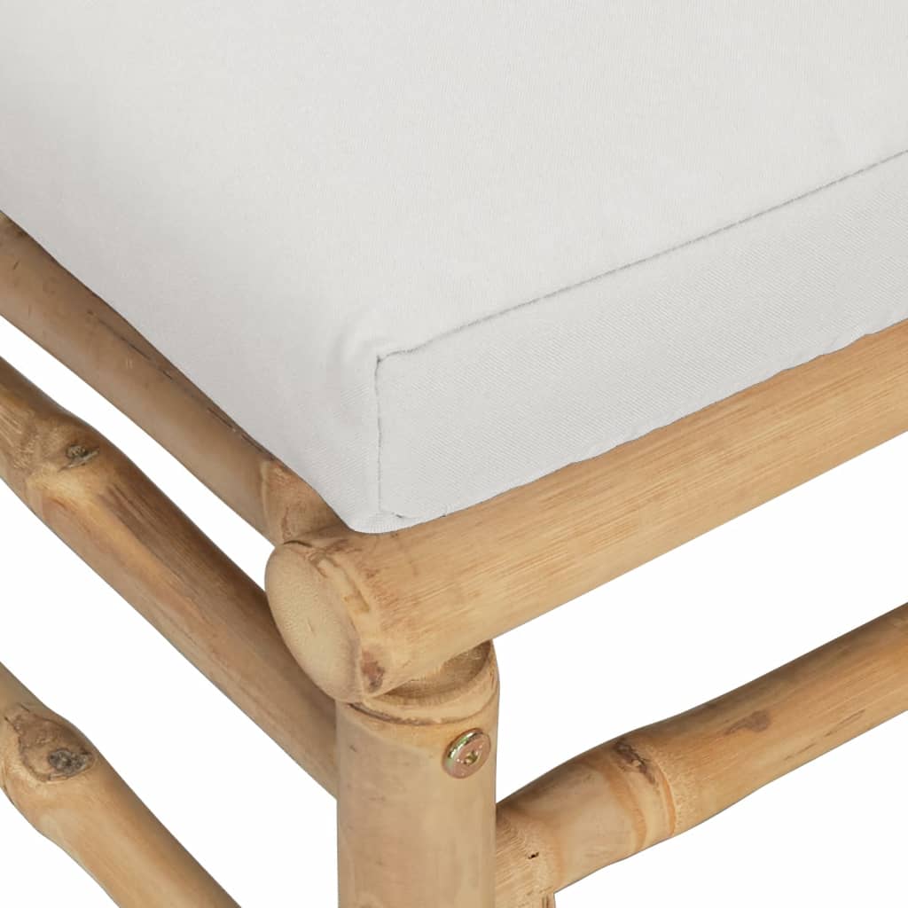 vidaXL Patio Middle Sofa with Light Gray Cushions Bamboo-4