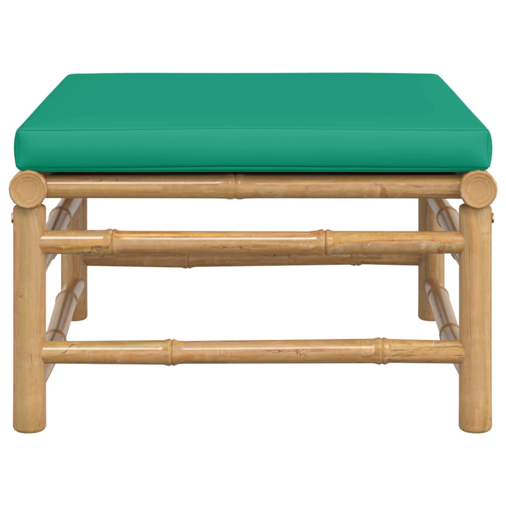 vidaXL Patio Footstool with Green Cushion Bamboo-1