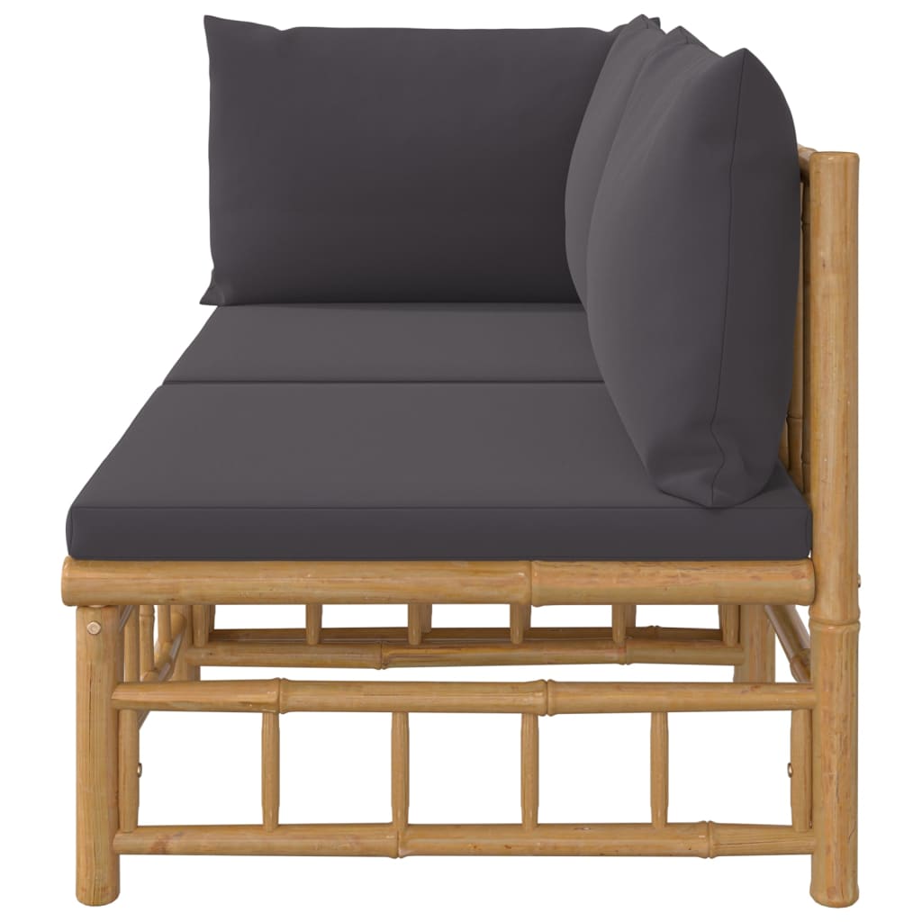 vidaXL 2 Piece Patio Lounge Set with Dark Gray Cushions Bamboo-2