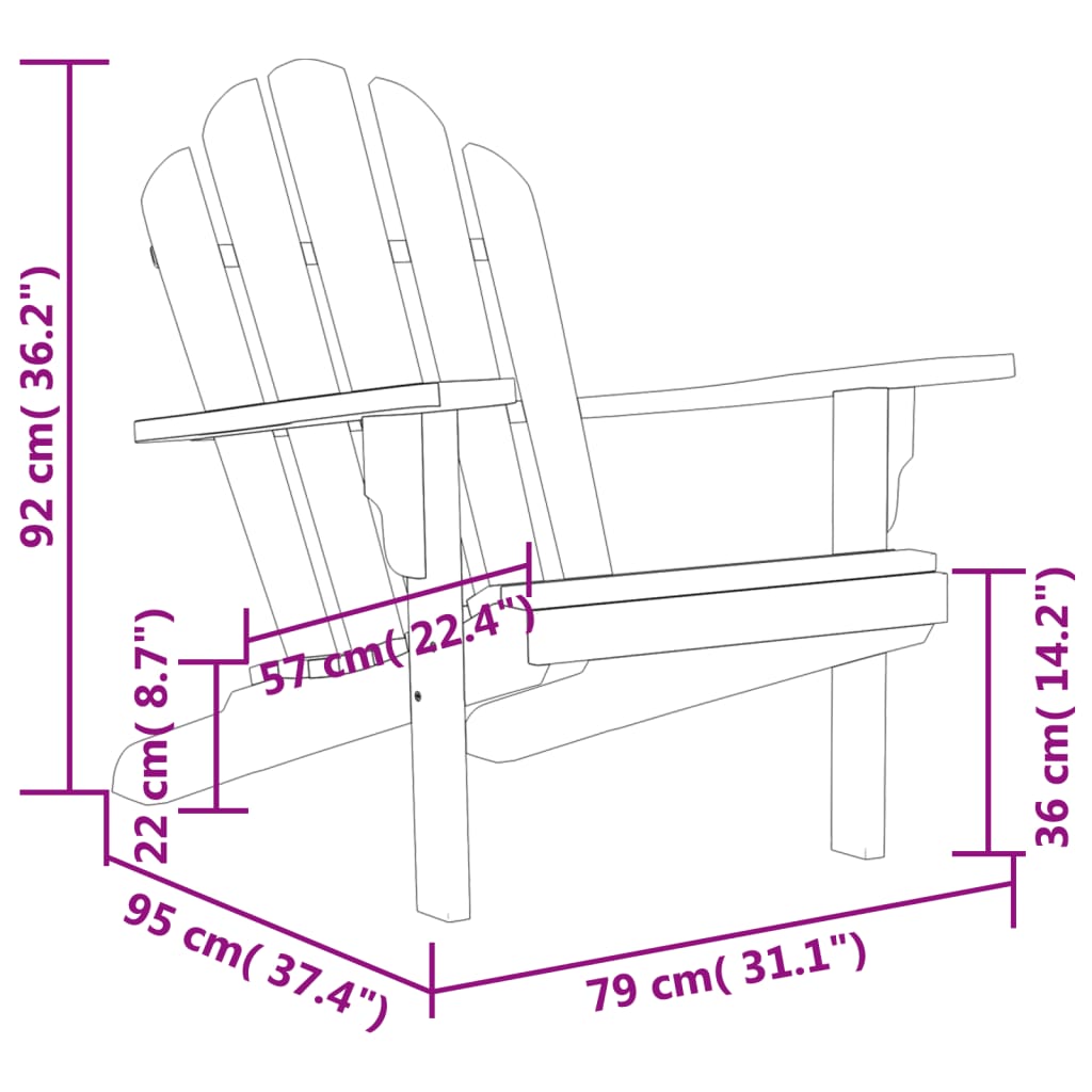 vidaXL Adirondack Chair Patio Lawn Chair Weather Resistant Solid Wood Teak-15