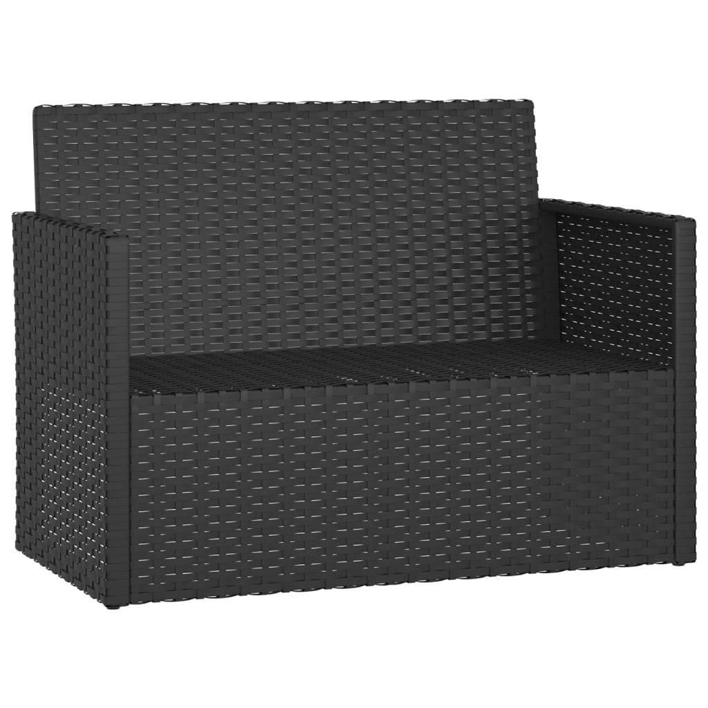 vidaXL Patio Bench with Cushions Black 41.3" Poly Rattan-1