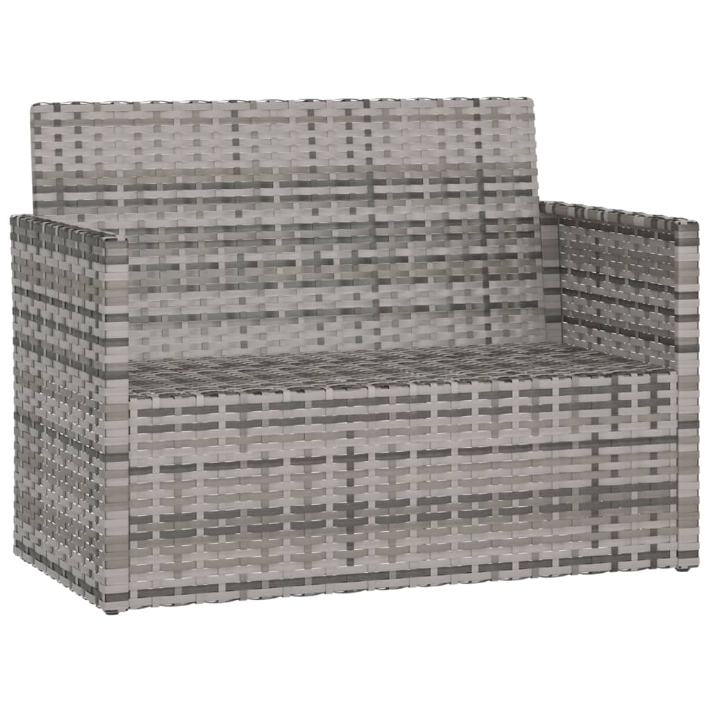 vidaXL Patio Bench with Cushions Gray 41.3" Poly Rattan-1