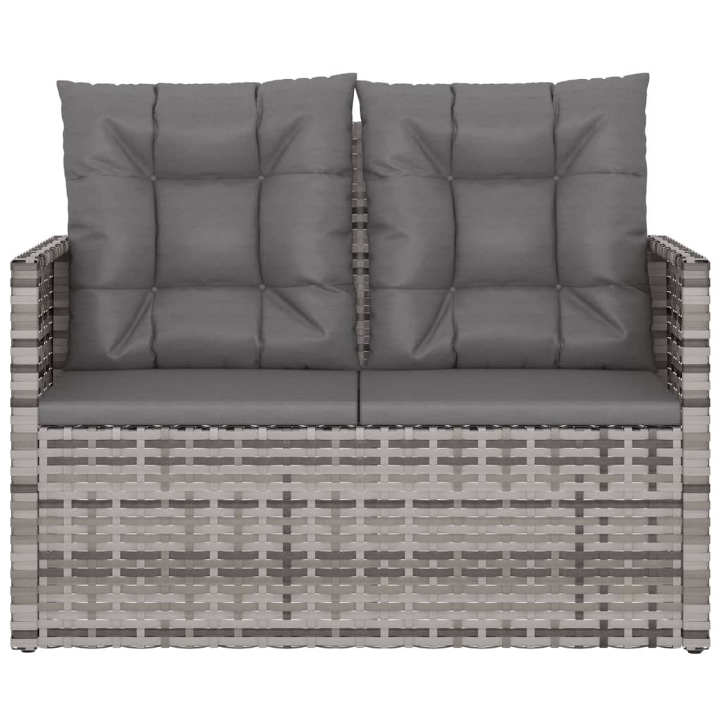 vidaXL Patio Bench with Cushions Gray 41.3" Poly Rattan-2