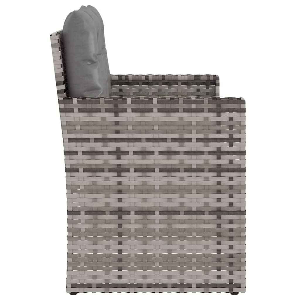 vidaXL Patio Bench with Cushions Gray 41.3" Poly Rattan-3