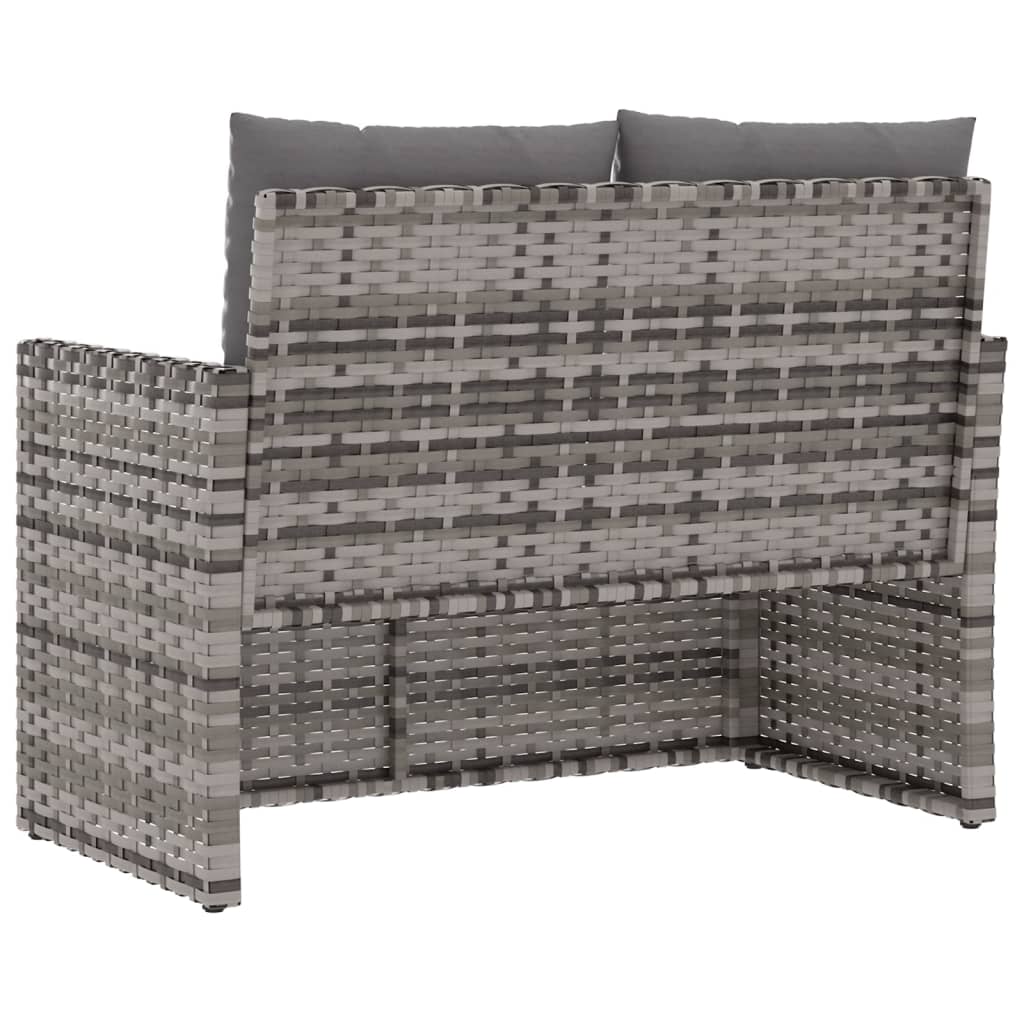 vidaXL Patio Bench with Cushions Gray 41.3" Poly Rattan-4