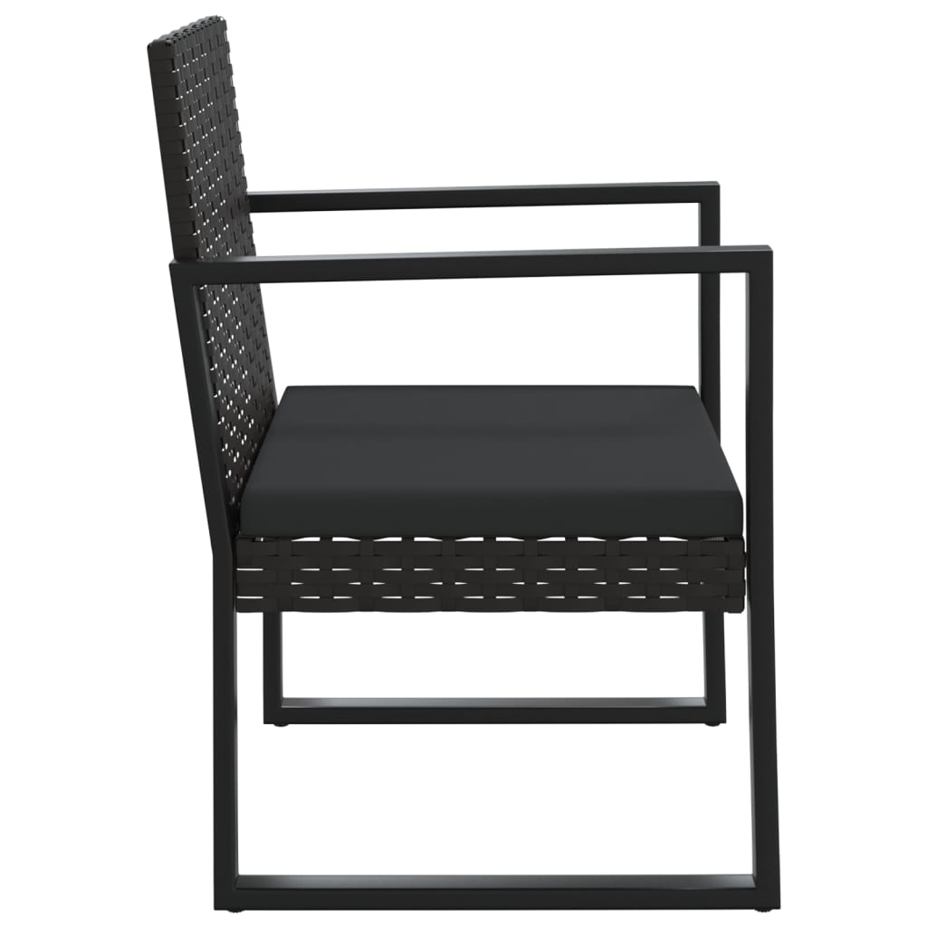 vidaXL Patio Armchair with Cushion Black Poly Rattan-2
