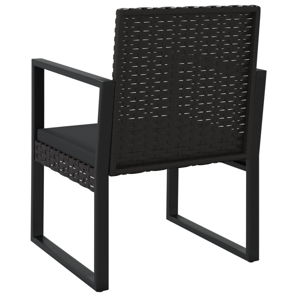 vidaXL Patio Armchair with Cushion Black Poly Rattan-3