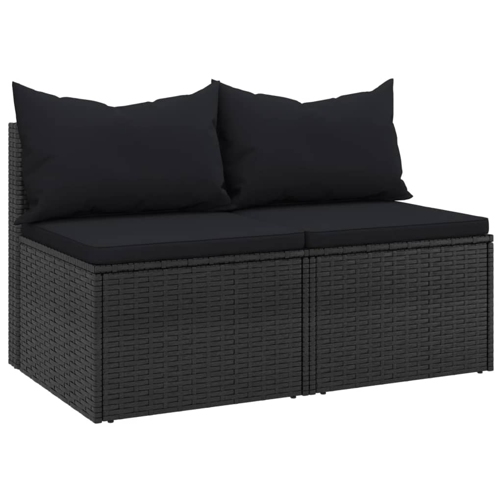 vidaXL Patio Middle Sofas with Cushions Accent Loveseat 2 Pcs Poly Rattan-1