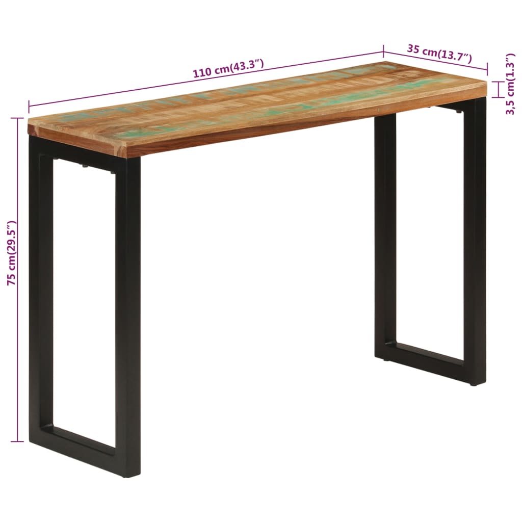 vidaXL Console Table 43.3" x 13.8" x 29.5" Solid Wood Reclaimed-0
