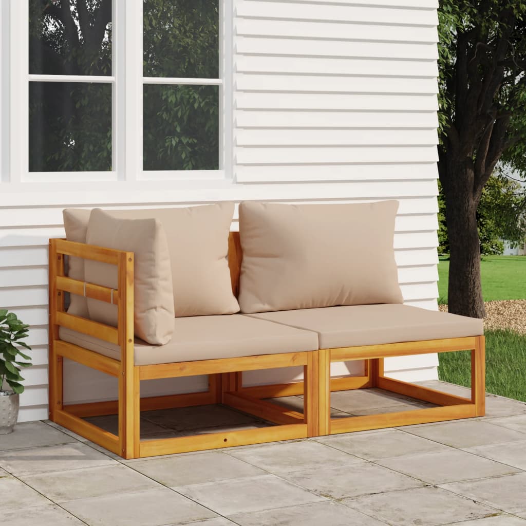 vidaXL 2 Piece Patio Sofa Set with Cushions Solid Wood Acacia-0