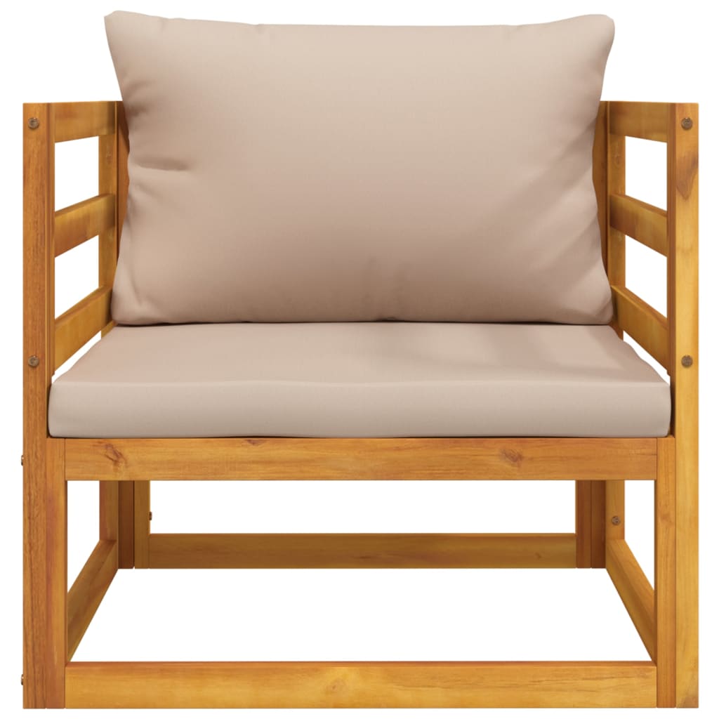 vidaXL Patio Chair with Taupe Cushions Solid Wood Acacia-2