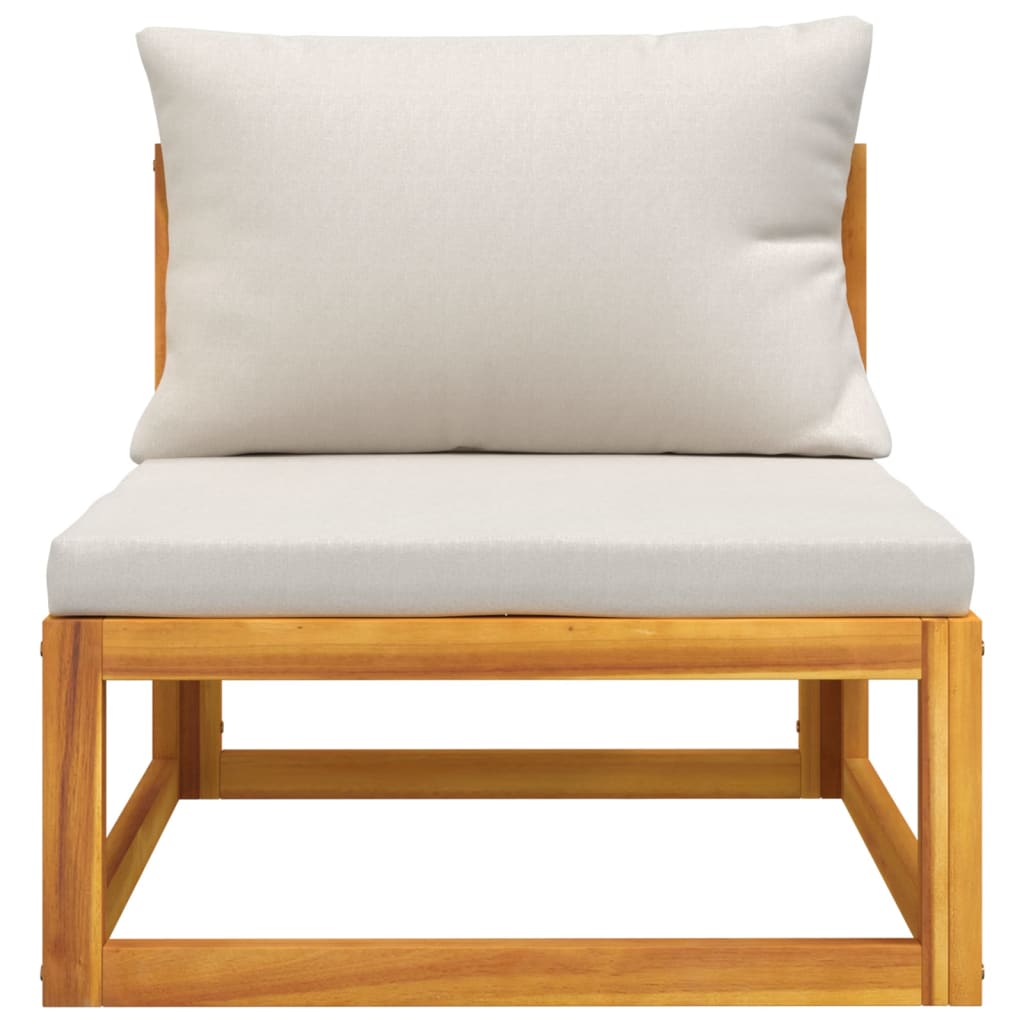 vidaXL Patio Middle Sofa with Light Gray Cushions Solid Wood Acacia-2