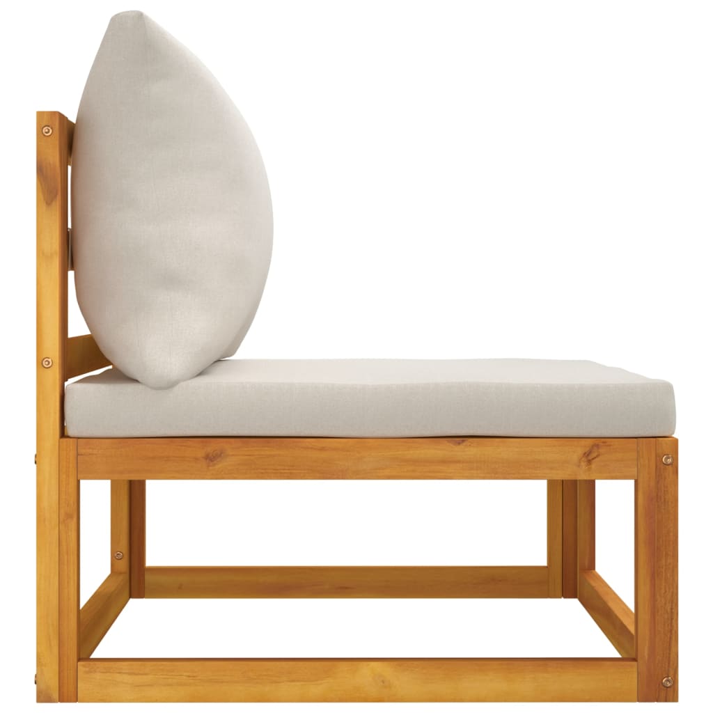 vidaXL Patio Middle Sofa with Light Gray Cushions Solid Wood Acacia-3