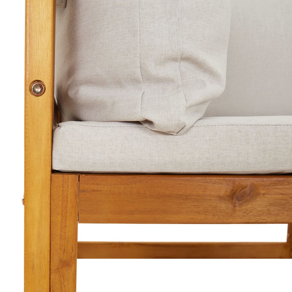 vidaXL Patio Middle Sofa with Light Gray Cushions Solid Wood Acacia-5