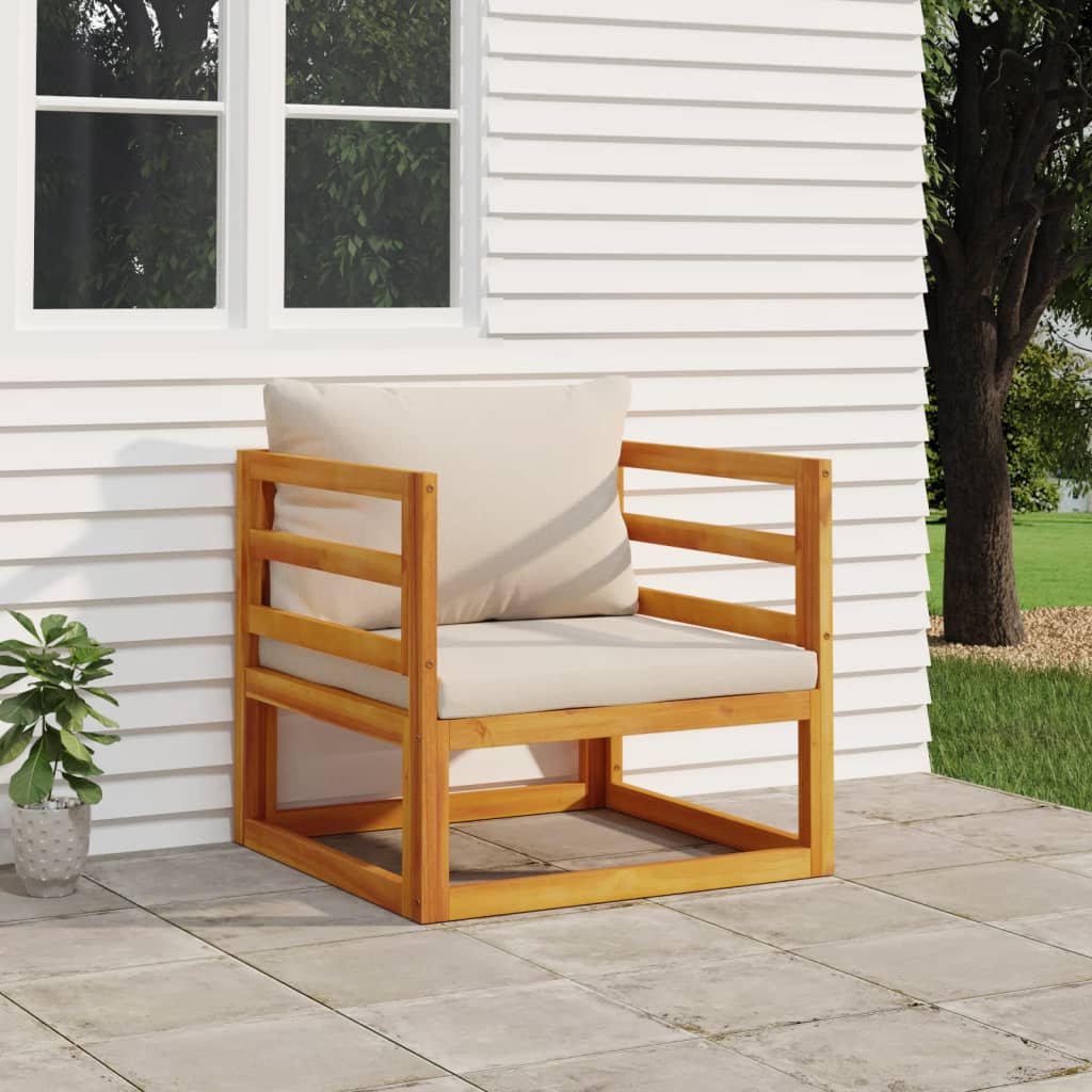 vidaXL Patio Chair with Light Gray Cushions Solid Wood Acacia-0