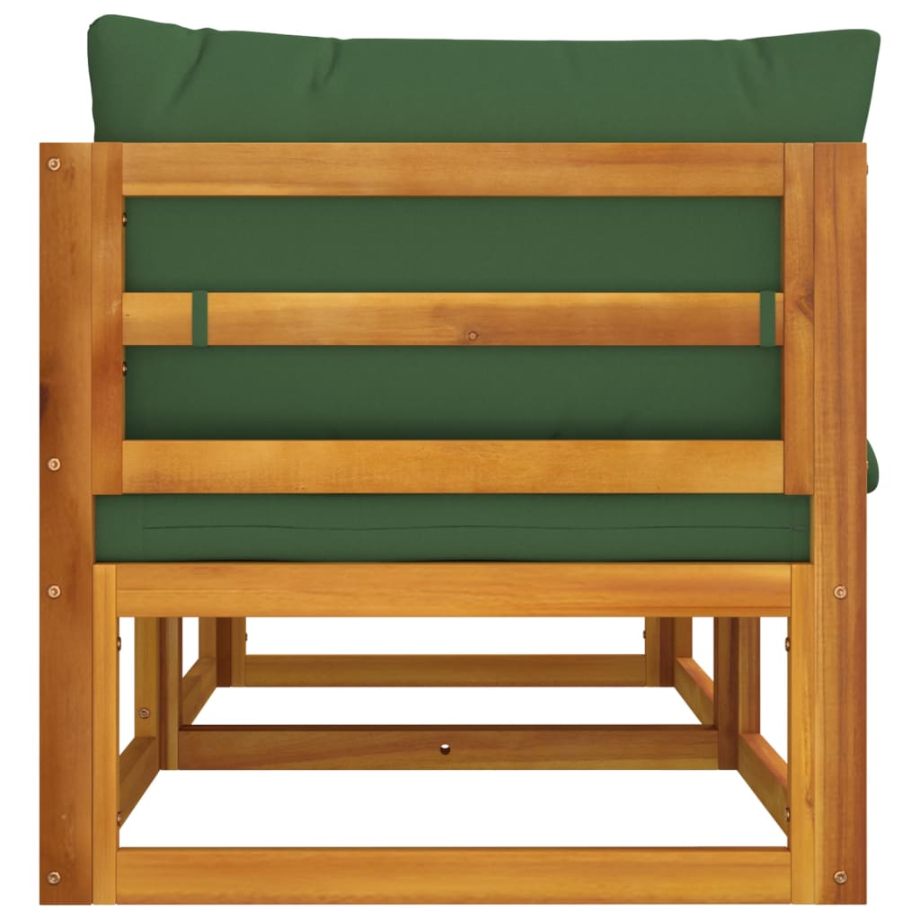 vidaXL Sectional Corner Sofas 2 pcs with Green Cushions Solid Wood Acacia-3