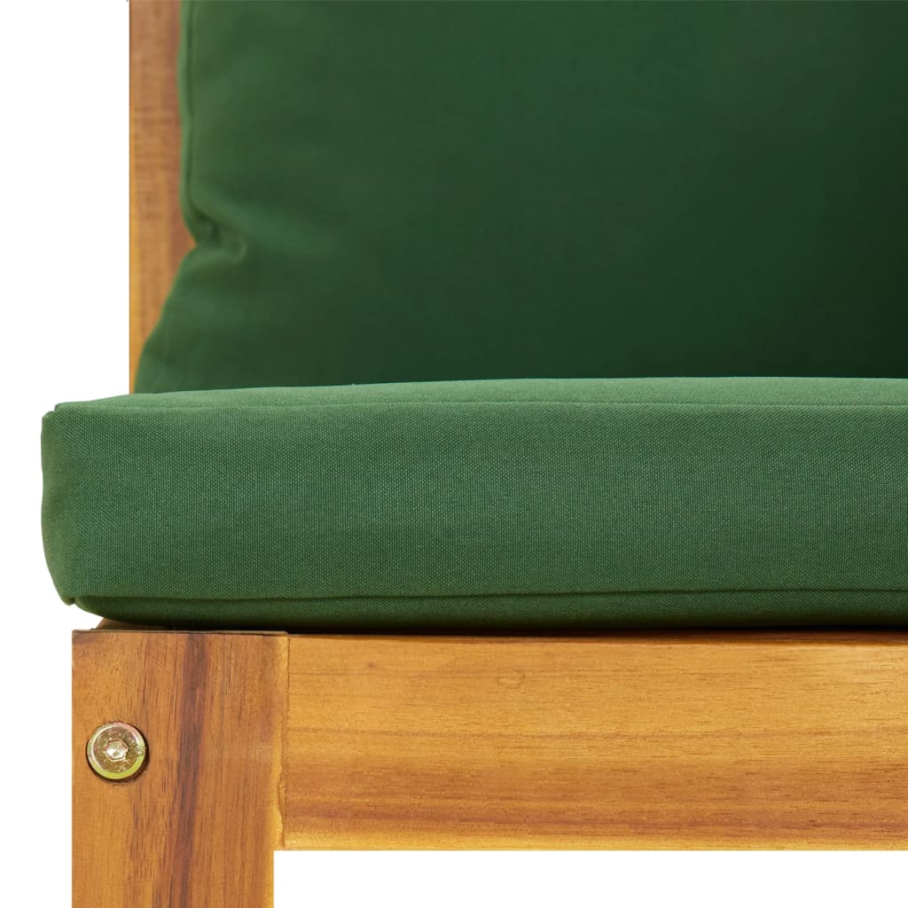 vidaXL Sectional Corner Sofas 2 pcs with Green Cushions Solid Wood Acacia-5