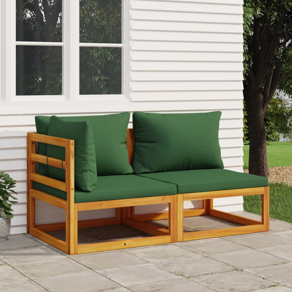 vidaXL 2 Piece Patio Sofa Set with Cushions Solid Wood Acacia-0