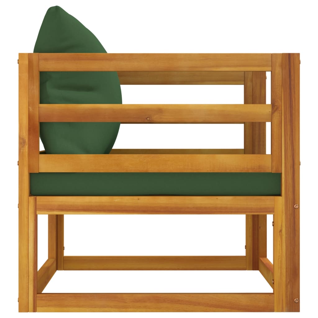 vidaXL Patio Chair with Green Cushions Solid Wood Acacia-2