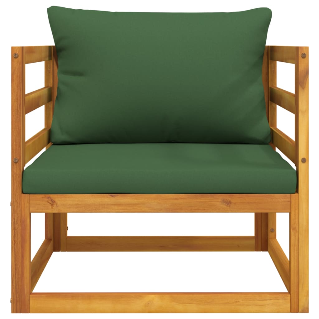 vidaXL Patio Chair with Green Cushions Solid Wood Acacia-3