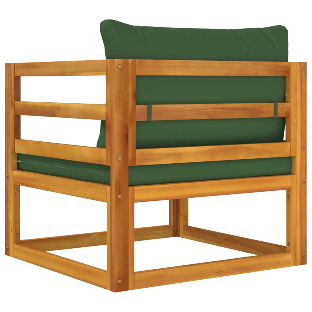 vidaXL Patio Chair with Green Cushions Solid Wood Acacia-4